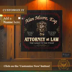 Custom attorney dartboard cabinet set including paper dartboard, six steel tip darts, mounting hardware, and scoreboard panels.