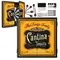 Personalized Cantina Tequila dartboard cabinet set with “MacKenzie Family” name printed on yellow Mexican-style design, includes dartboard, six darts, and mounting hardware.