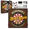 Personalized “Alexander’s Dart Room” dartboard cabinet set with classic red and brown design, name custom printed above a dartboard graphic, includes steel-tip darts and mounting hardware.