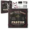 Custom Pastor dartboard cabinet set with personalized name design, dartboard, darts and mounting hardware included